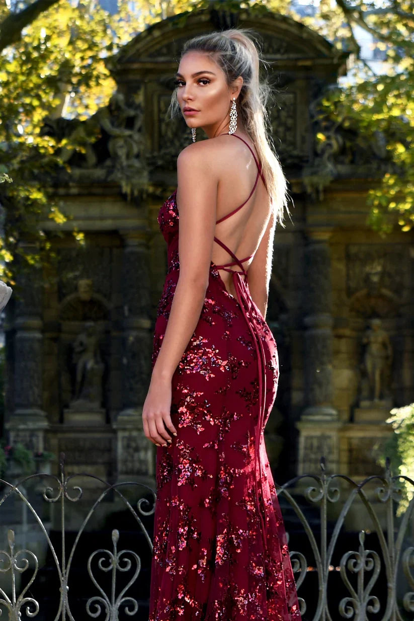 Gulvlang Kjole med Pailletter | Elegant & Glamourøs | Perfekt til Festlige Anledninger