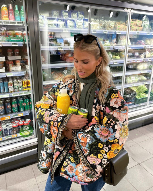 Blomstret Reversibel Jakke | Varme og Stil i Ét | Boheme-Design