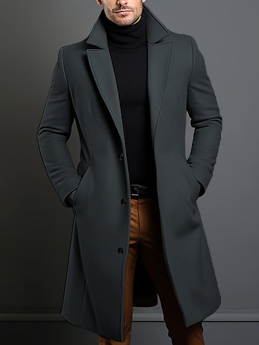 Elegant Lang Frakke | Polyester & Uld | Klassisk & Varm